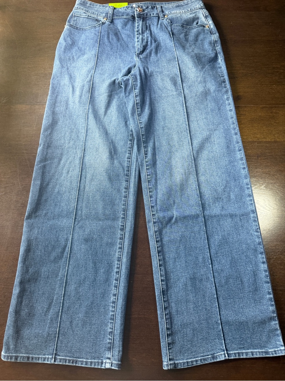 NWT Sam Edelman Pintuck Wide Leg Jeans 12 Medium Wash High Rise